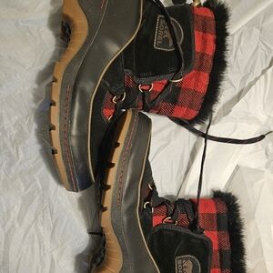 Women's Sorel Tivoli III Black/Red Buffalo Plaid Waterproof Snow Boots